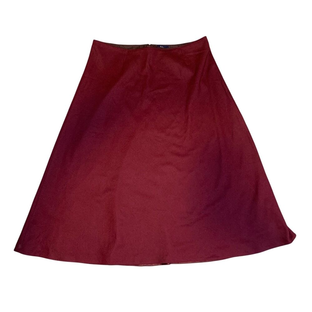 Boden Burgundy A Line Wool Blend British Tweed Midi Skirt 16 Office Preppy